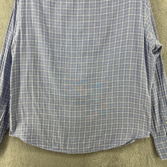 UNTUCKit Shirt Mens M Blue Plaid Brush Cotton Lined LS Button Front Collared - Picture 8 of 12